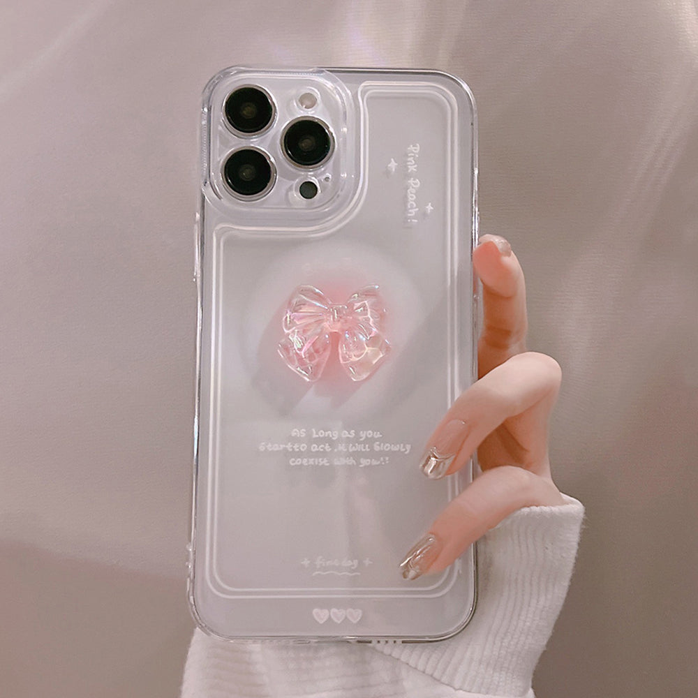 Transparent Phone Case for iPhone 14 Pro Soft TPU Cover with Crystal Bowknot Decor Transparent Phone Case for iPhone 14 Pro Soft TPU Cover with Crystal Bowknot Decor